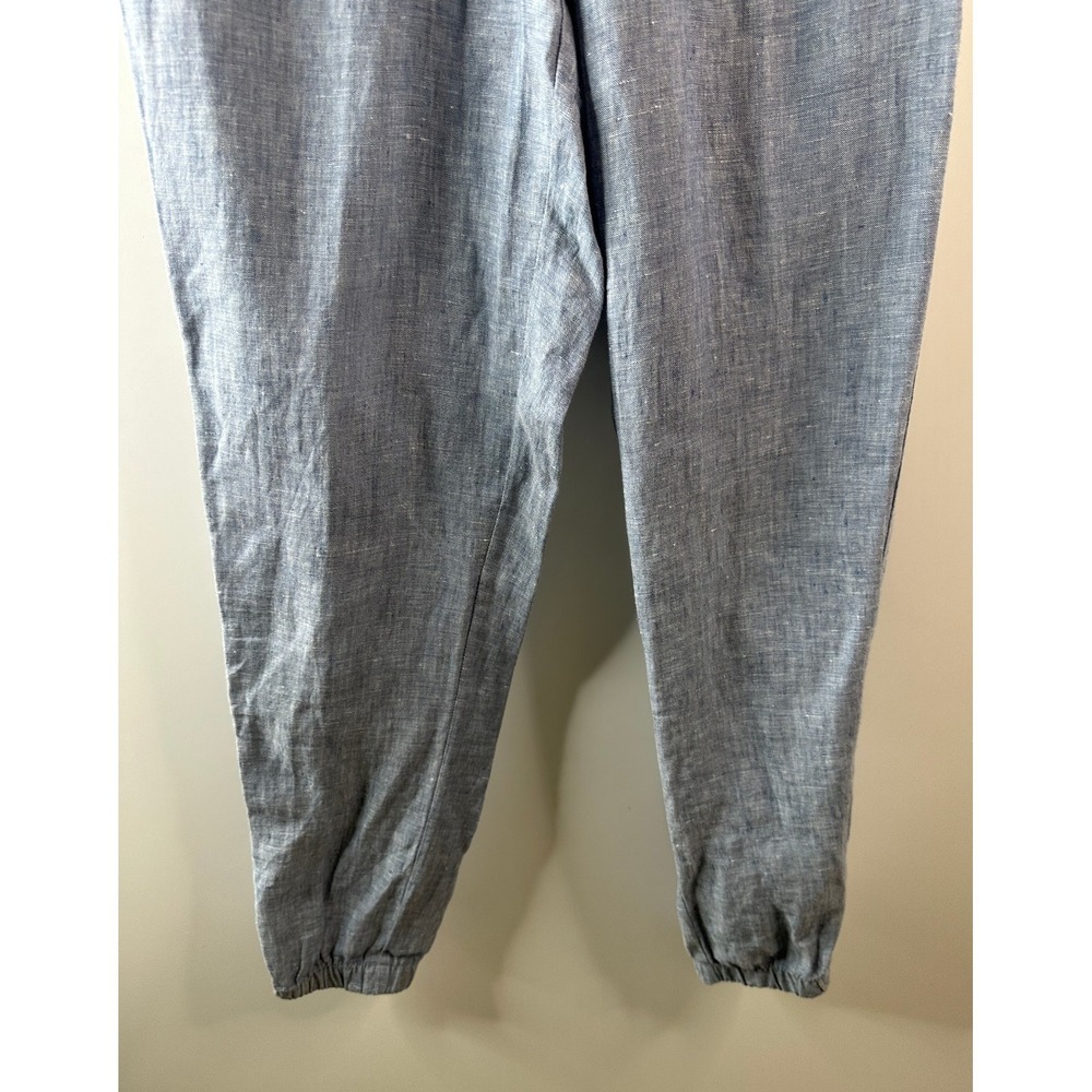 Athleta CABO Linen Jogger Pants Chambray Blue Resort Beach Zip Pockets Size 0 - Picture 6 of 14